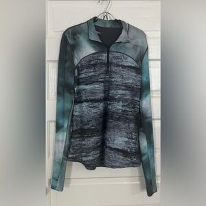 NWOT Wear It To Heart Teal and Quarter Zip Top, size L